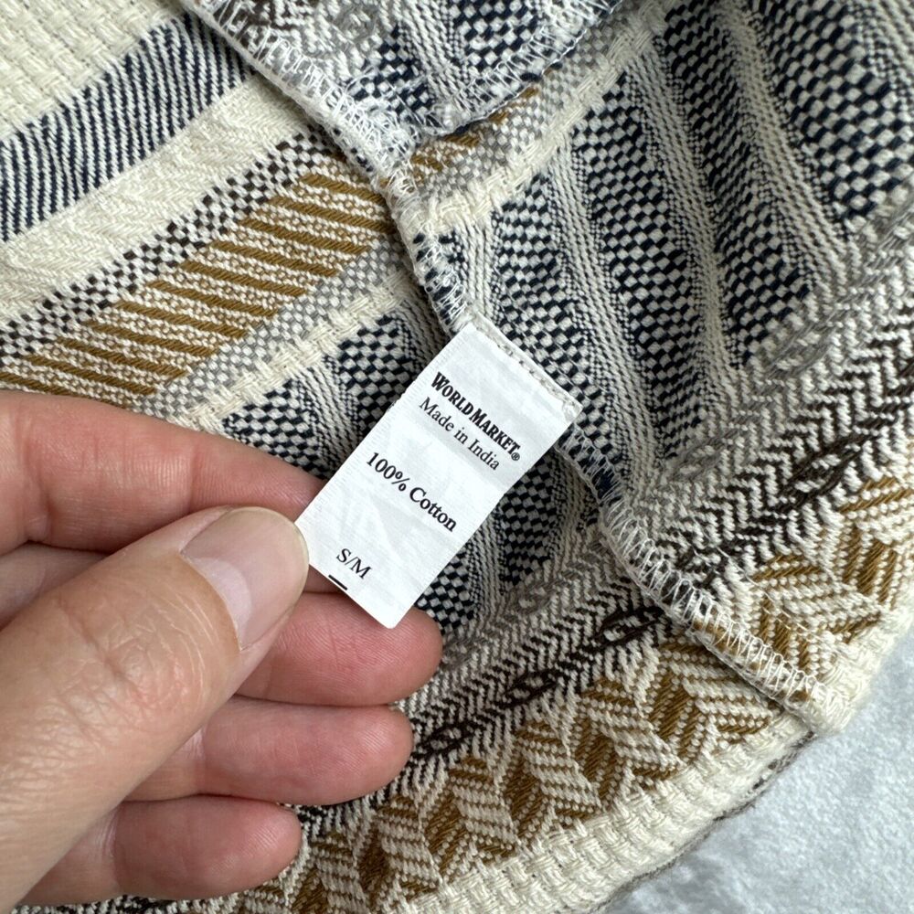 World‎ Market Woven Tapestry Jacket Women's S/M White Tan Blue Lagenlook (0985) - Picture 6 of 12